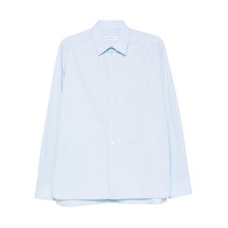 Lanvin Zijden overhemd met lange mouwen van nylon - Heren - Overhemden - Blauw - Maat: XL Zijde