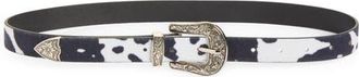 BP. Cow Print Buckle Belt in Black- White at Nordstrom, Size Medium/large