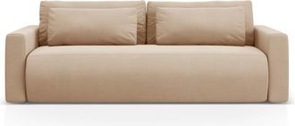 Cosmopolitan Design Sof&aacute; cama con ba&uacute;l de almacenaje 3 plazas de terciopelo beige almendra