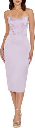 Dress The Population Cosette Strapless Satin Corset Cocktail Dress in Lilac at Nordstrom, Size Xx-Small