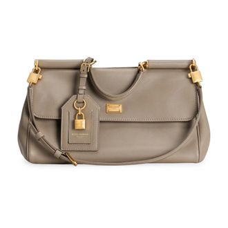 Dolce & Gabbana Tassen, Dames, Beige, ONE Size, Leer, My Sicily Handtas