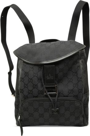 Gucci Black Canvas Leather Backpack (Pre-Owned)