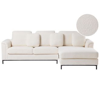 Beliani Beliani - Sof&aacute; Esquinero Tapizado En Boucl&eacute; Blanco En Forma De L Versi&oacute;n Izquierda Oslo