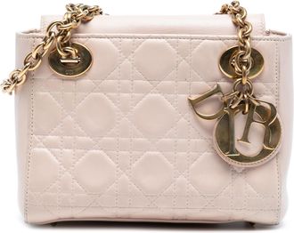 Dior Pre-owned Womens Lambskin Cannage Lady Double Chain Bag - Light Pink Leather - One Size