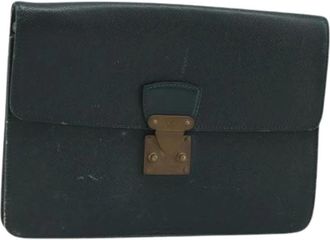 Louis Vuitton Pre-owned Taiga Leather Clutch - Dames - Vintage Clutch - Groen - ONE Size - Leer - Vintage