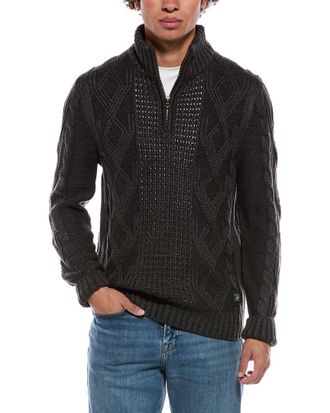 Weatherproof Vintage Chunky Cable Knit Quarter Zip Mock Neck Sweater