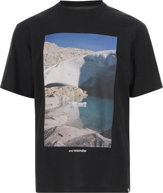 And Wander T-Shirts, male, Black, XL, Graphic Print Cotton T-shirt Black