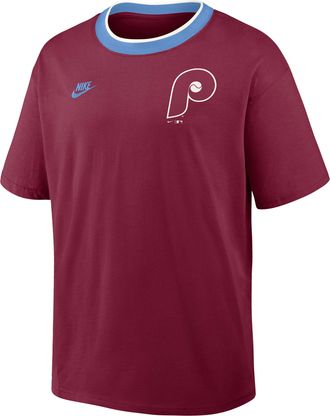 Nike Philadelphia Phillies Cooperstown Ringer Nike Mens MLB T-Shirt in Red | 045Q0H6CPHP-N3R