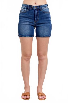 Judy Blue 2 Button Mid Length Dad Shorts In Blue