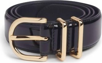 Favorite Daughter Womens The Patent Fancy Juni Belt In Black/gold
