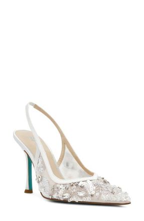 Betsey Johnson Eddie Pointed Toe Slingback Pump in Ivory Multi at Nordstrom, Size 7.5