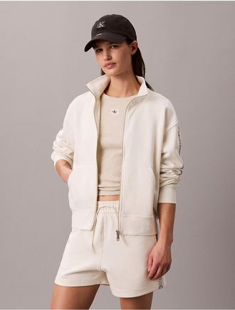 Calvin Klein Jeans Calvin Klein Womens Logo Tape Full Zip Sweatshirt - White - XL