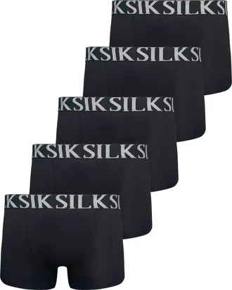 Siksilk Boxers Negros para Hombres, Paquete de 5 XXL