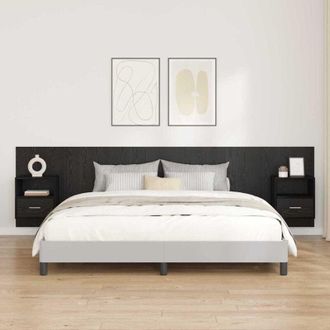 vidaXL vidaXL Testata con Comodino 3 pcs Rovere Nero Legno multistrato