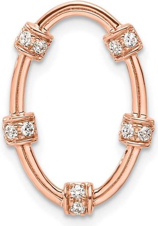 Diamond2Deal 14K Rose Gold Lab Grown Diamond Oval Chain Slide Pendant (0.1ct, VS, G-H)