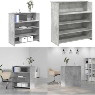 vidaXL Banco Reception Grigio Cemento 100x50x103,5cm Legno Multistrato - Bancone reception in legno - Bancone reception cemento