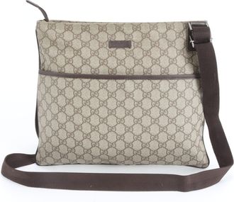 Gucci Brown Leather Coated Canvas Shoulder Bag Tote Bag (Pre-Owned)