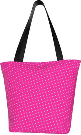AOOEDM Tote Bag Blue Spots Pink Dots Shopping Bags Small Reusable Market Bag Beach Tote Bags Travel Totes