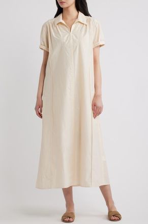 Theory Gathered Polo Midi Dress in Almond at Nordstrom, Size X-Small