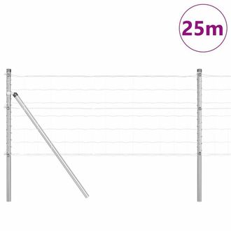 Berkfield Home Versatile Euro Fence with 13 Posts 0.6x25 m Galvanised Steel in Silver