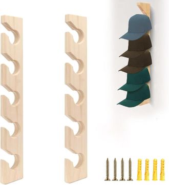 OEM Juego De 2 Soportes De Pared De Madera Para Gorras De B&eacute;isbol, Organizador De Gorras, Soporte Vertical Para Gorras, Almacenamiento De Gorras Para La P