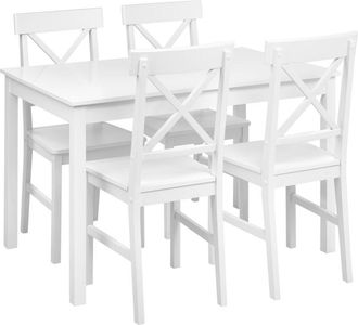 Beliani Beliani - Dining Set Table and 4 Chairs Cottage Farmhouse Poplar Wood mdf White Barlee