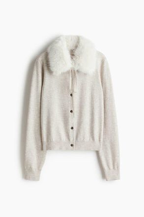 H&M Collared Cardigan in Light Beige Melange at Nordstrom, Size Xx-Large