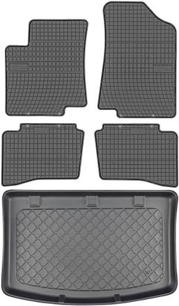 OEM Kia Rio Iii Hatchback De 08.2011 A 01.2017 Set - Alfombrillas De Goma Para Coche + Alfombrilla Para Maletero