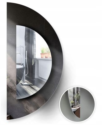 OEM Specchio Semicircolare Diametro 80x40 Cm Con Lati Smussati, Classico Senza Cornice