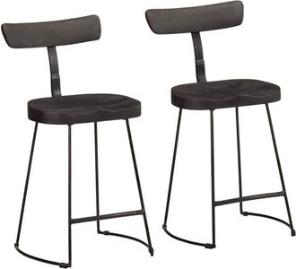 vidaXL Vidaxl - Taburetes de barra 2 uds negro 49x43x79 cm madera maciza mango