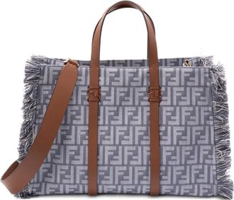 Fendi Borsa tote con logo jacquard - Blu