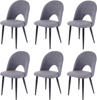 Hhg Hhg - Nunca Usado] Juego De 6 Sillas De Comedor 209, Silla De Cocina, Tela/textil, Gris Oscuro