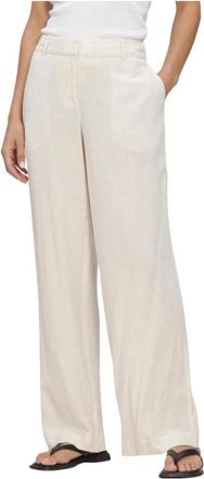 Envii Enatenna Pants 7247 - Dames - Wijde Broeken - Beige - M - Leer - Broeken