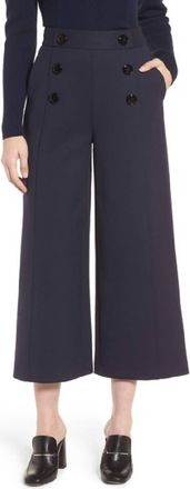 Lewit Flare Leg Cropped Wool Pants Dark Indigo