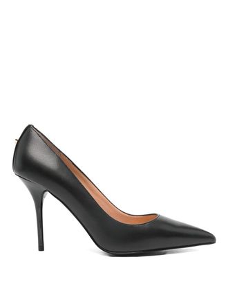 Love Moschino Black Leather Pointed-Toe Pumps