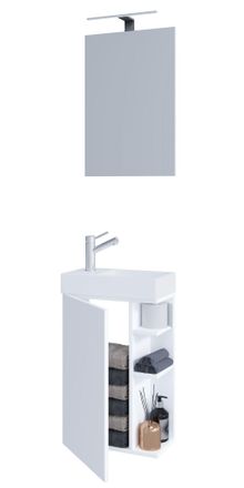 ebuy24 Ebuy24 - Set Vcm De 3 Piezas Lavadero Para Invitados Wc Ba&ntilde;o De Invitados Wc Lavabo Con Espejo Muebles De Ba&ntilde;o Set De Ba&ntilde;o - Lumia (blanco)