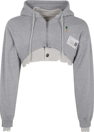 Miharayasuhiro Cropped Gelaagde Parka - Dames - Vesten met rits - Grijs - M - Katoen - Hoodies & sweatvesten