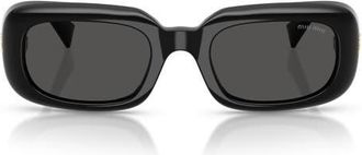 Miu Miu 52mm Rectangular Sunglasses in Black /Dark Grey at Nordstrom