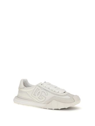 Dolce & Gabbana Athletic Fabric and Leather Sneakers - White