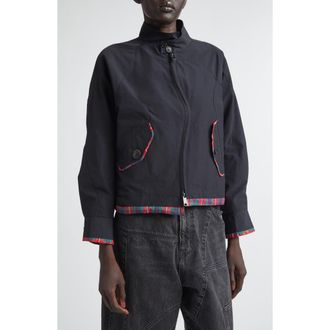 Undercover Tartan Trim Wavy Zip Jacket in Dark Navy at Nordstrom, Size 1