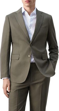 Mango Amalfi Slim Fit Lyocell & Linen Blend Suit Jacket in Khaki Green at Nordstrom, Size 38