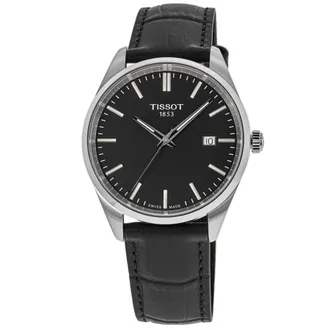 Tissot PR 100 Quartz 40mm Black Dial Leather Strap Mens Watch T150.410.16.051.00