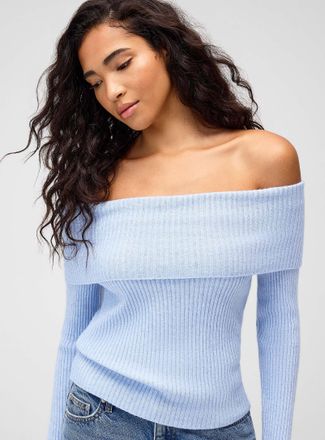 Only Womens Ribbed Bardot collar sweater