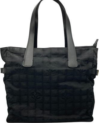 Chanel New Travel Line Jacquard Leather Tote Bag (Pre-Owned)