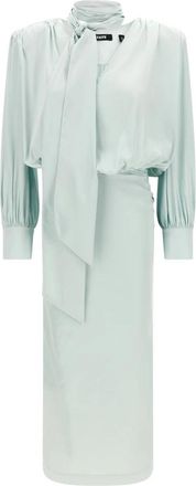 Rotate Ruched Long Satin Dress - Dames - Casual kleedjes - Blauw - XS - Satijn - Kleedjes