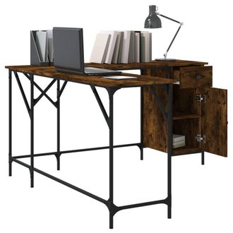 Berkfield Home Decorative Desk Smoked Oak 141x141x75 cm Engineered Wood in Brown | Size: 141 x 141 x 75 cm