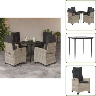 vidaXL Arredamento da esterno - vidaXL Set Pranzo da Giardino 5pz con Cuscini Grigio Chiaro Polyrattan - Sedile da giardino