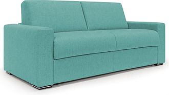 Divani.Store Divani.store - Nixon Sof&aacute; Convertible Con Colch&oacute;n H2o En Tela Impermeable 200 Cm (mat. 140x197) Verde Aguamarina