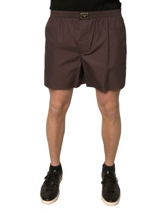 Dolce & Gabbana Brown Cotton Blend Men Mid Waist Mens Shorts
