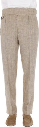 Ballantyne Linen-Silk Banded Waist Straight-Leg Pants